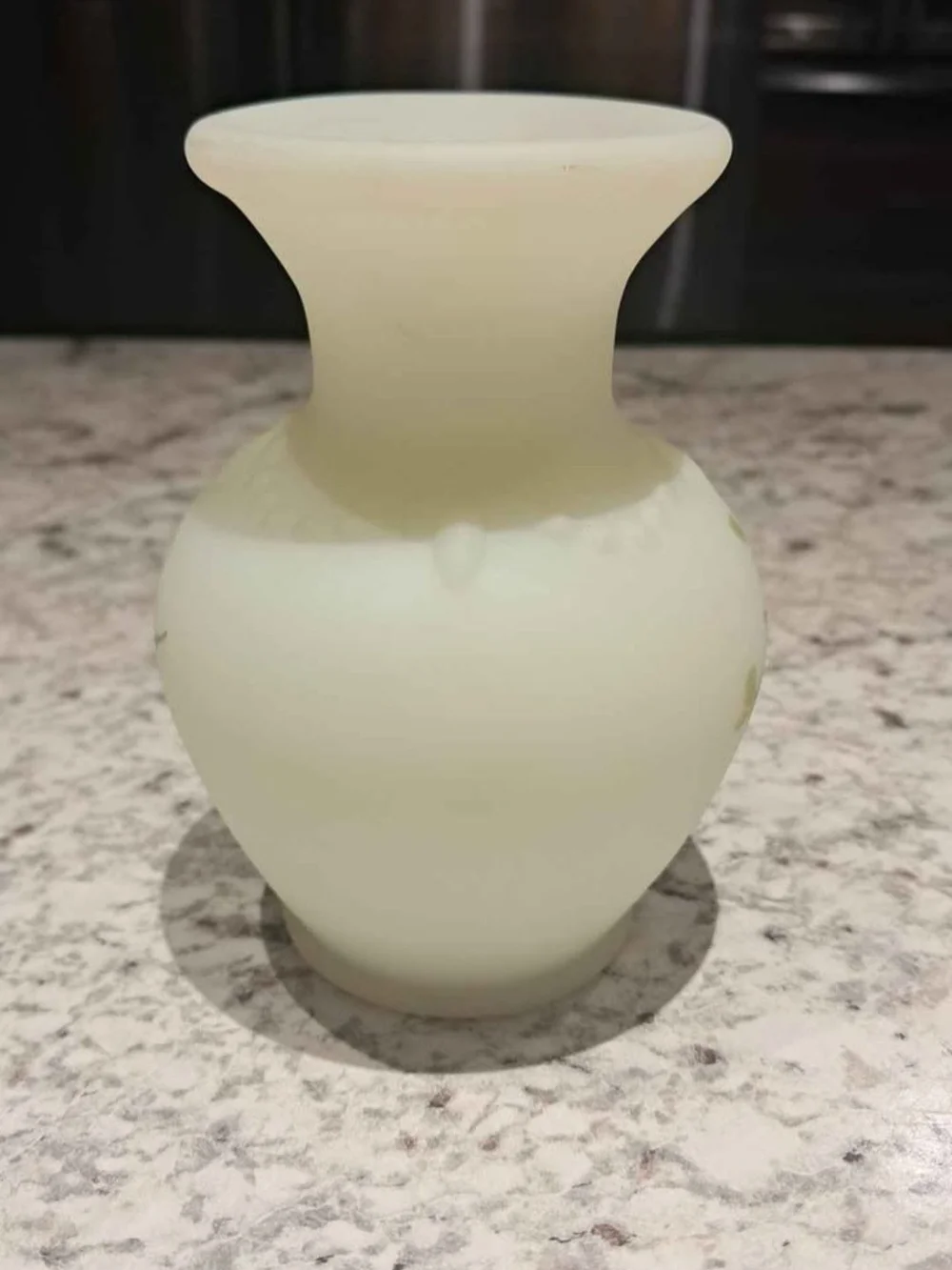 Fenton Uranium Glass Floral Vase Signed By Artist